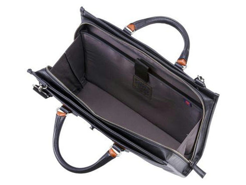 【豊岡鞄 木和田正昭商店 888315 ブラック】craftmanshipサフィアーノ 三方開きビジネスバッグ